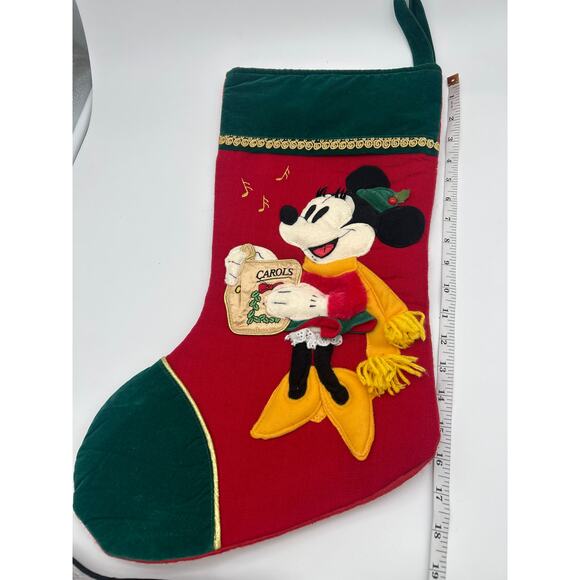 90s Disney Minnie Mouse 3D Embellished Red Felt Christmas Stocking Caroler - Picture 9 of 10